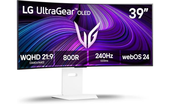 LG 39GX90SA-W UltraGear™ 39” OLED WQHD Curved Gaming Monitor – 240 Hz, 0.03 ms, G-SYNC Compatible, FreeSync Premium, webOS